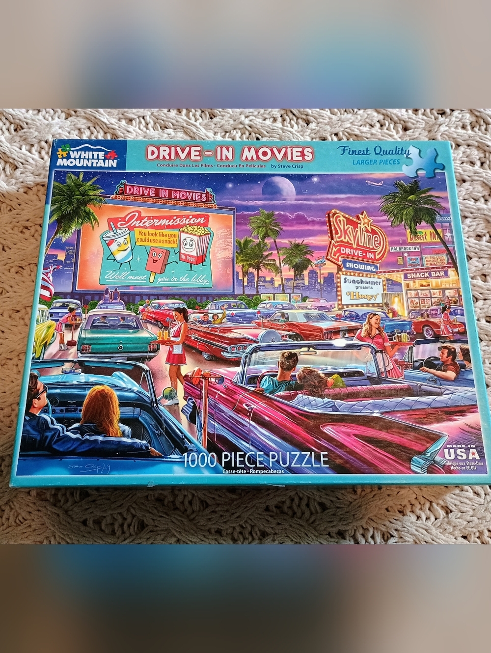 White Mountain Drive-In Movies Puzzle — Pink, Purple, Blue, Red, Green
